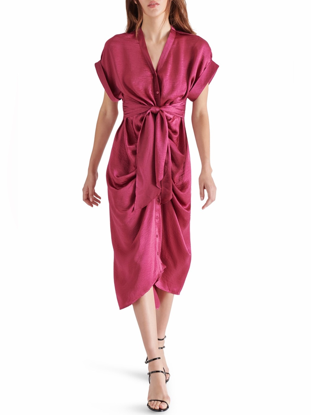 Steve Madden Tony Satin Shirt Dress | Size M